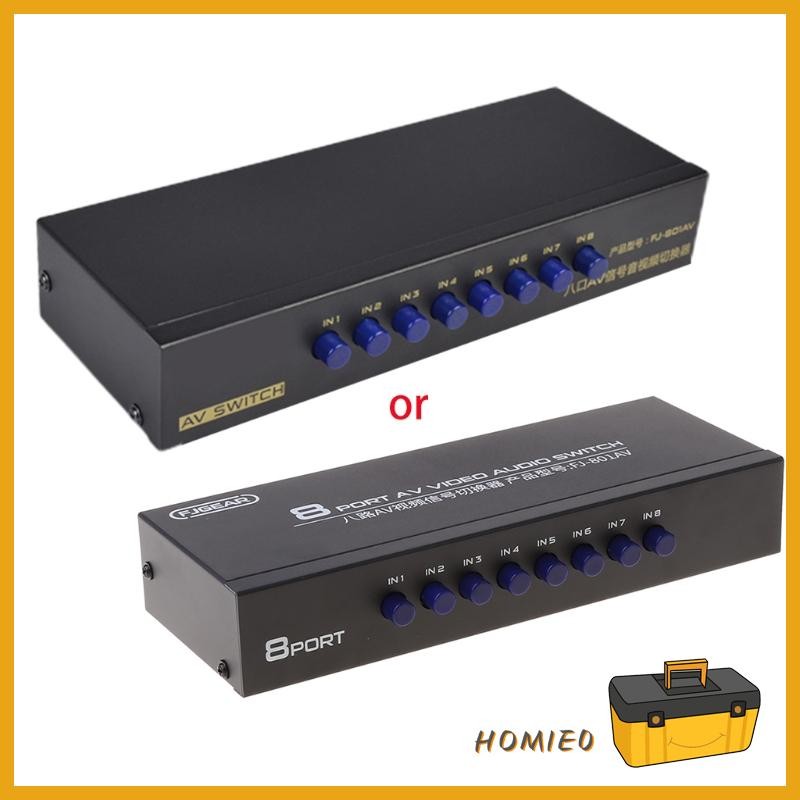 8-Way AV Switch RCA Switcher 8 in 1 out Composite Video L/R Selector Box for DVD