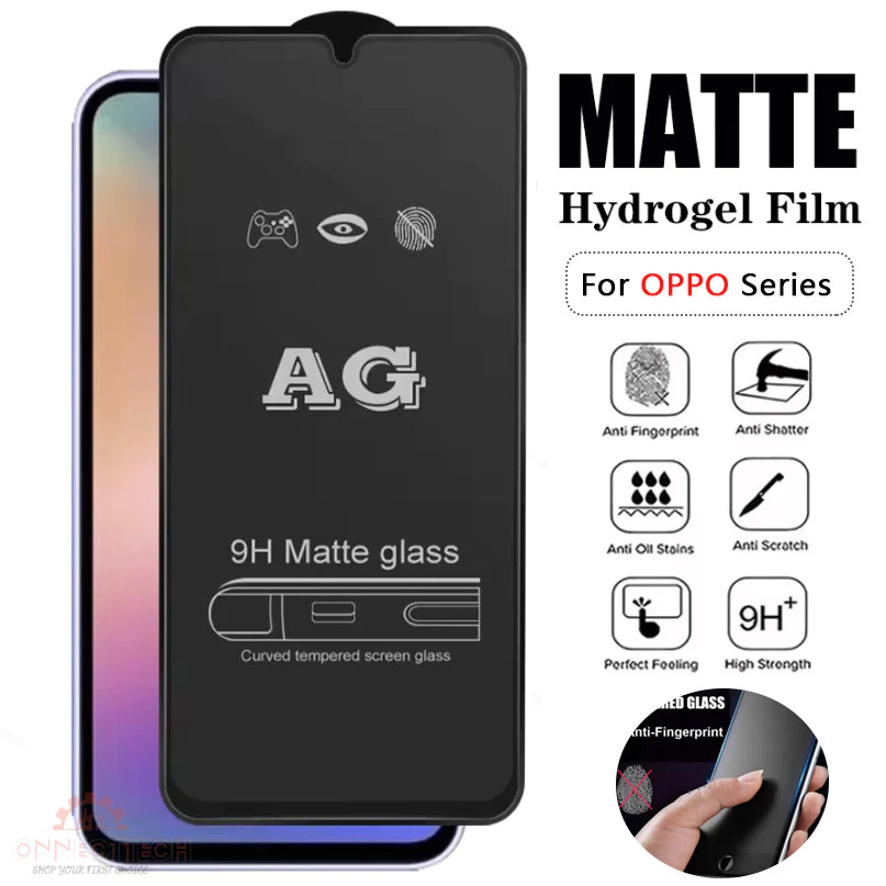 AG ฟิมล์กระจกด้าน แบบเต็มจอ for OPPO A5 a18 a57 a16 a15 a17k a60 a53 a17 a38 a74 a9 a31 a54 a3s a12 a1k F19 Pro F11