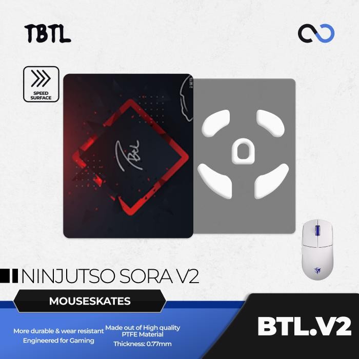 T.BTL BTL V2 Ninjutso Sora V2 Mouse Feet / Mouse Skate PTFE for Cloth Mouse pad (Hybrid-Speed)