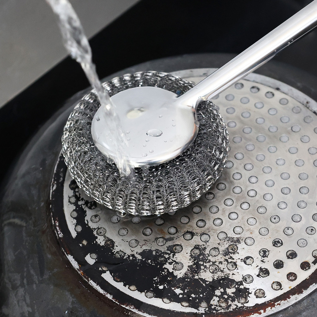 ทนทานใช้งานง่ายสแตนเลสไม่ขูดแปรงทําความสะอาด-ด้ามยาวสั้นครัวหม้อลูกลวดแปรงเครื่องมือ - รูปที่ 2