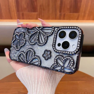 เพชรดอกไม้ แวววาว ชุบเคสโทรศัพท์สําหรับ ไอโฟน 17 มือโปร สูงสุด 16 บวก 15 14 13 12 11 กันกระแทกป้องกันปลอก