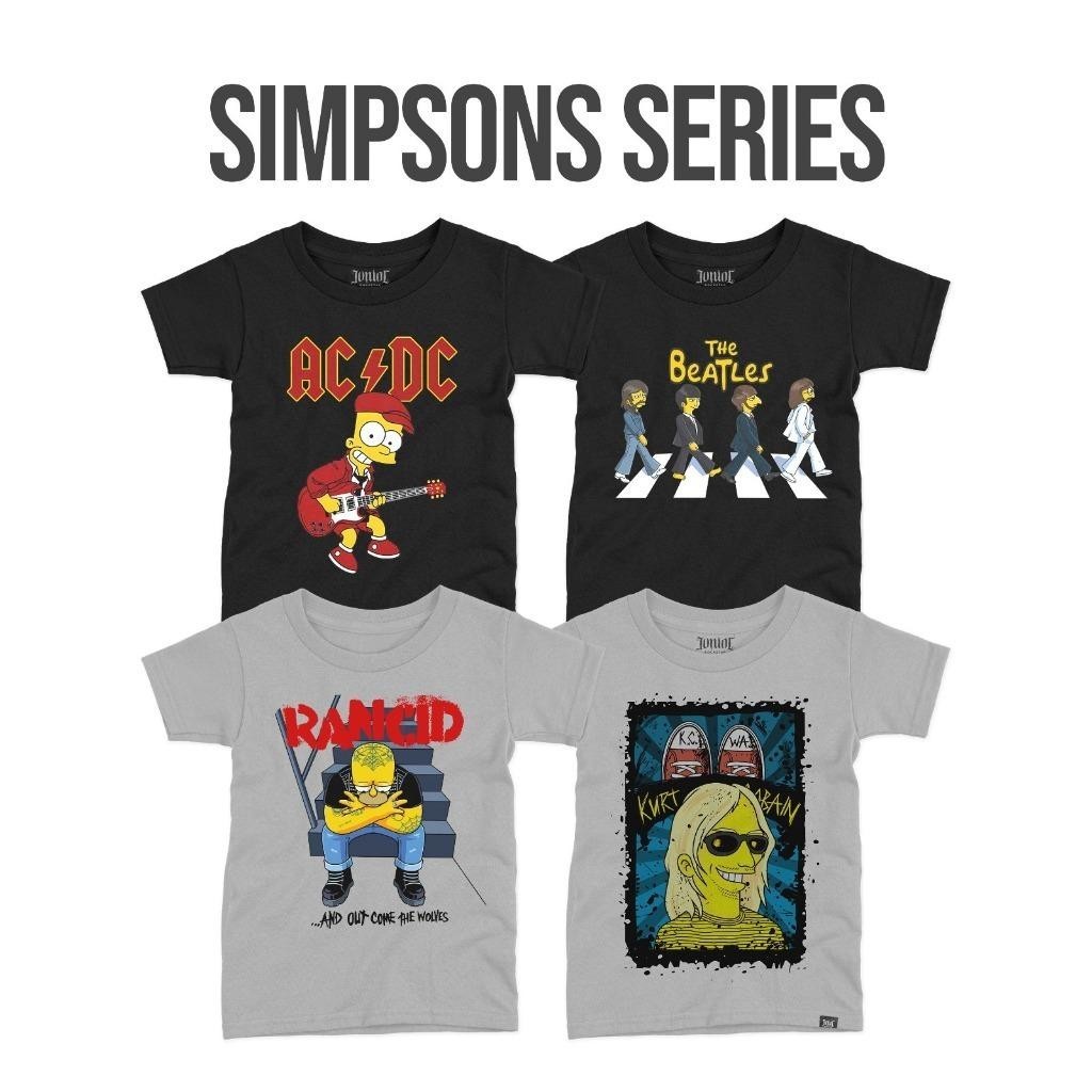 DarjoClothing เสื้อยืด - ล่าสุด Juniorrockstar Simpsons Series/ACDC Simpsons Band เสื้อยืด