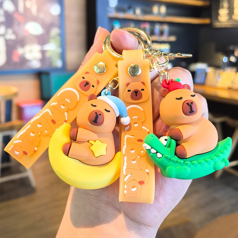 พวงกุญแจ คาปิบาระน่ารักรุ่นที่ 15/การ์ตูน คาปิบาระ ตุ๊กตาจี้ของขวัญขนาดเล็ก