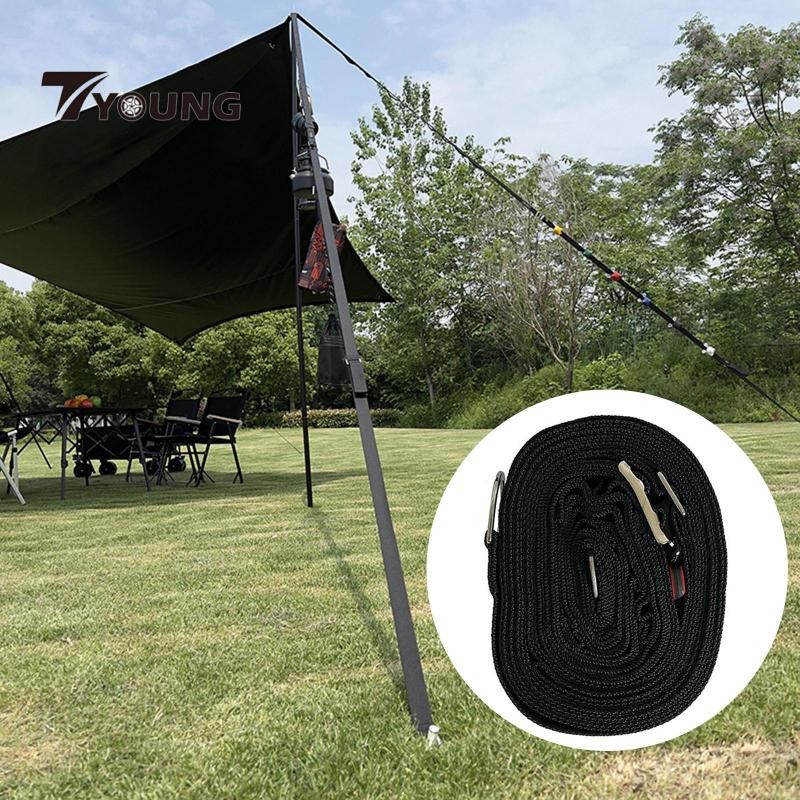 [มีจําหน่าย] Camping เต็นท์เชือกแบบพกพาผูก Webbing 5M เชือกลมเต็นท์ Tarp เชือกคงที่สําหรับ Clothesline เดินป่ากลางแจ้งแบกเป้อุปกรณ์