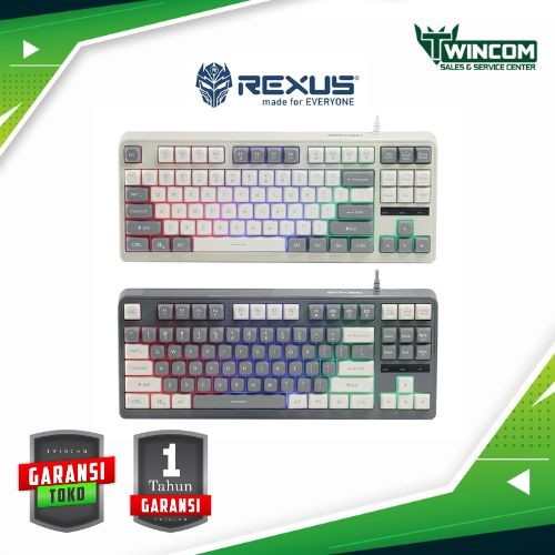 REXUS BATTLEFIRE K87M TKL CREAM WHITE & DARK GREY GAMING KEYBOARD (RGB)