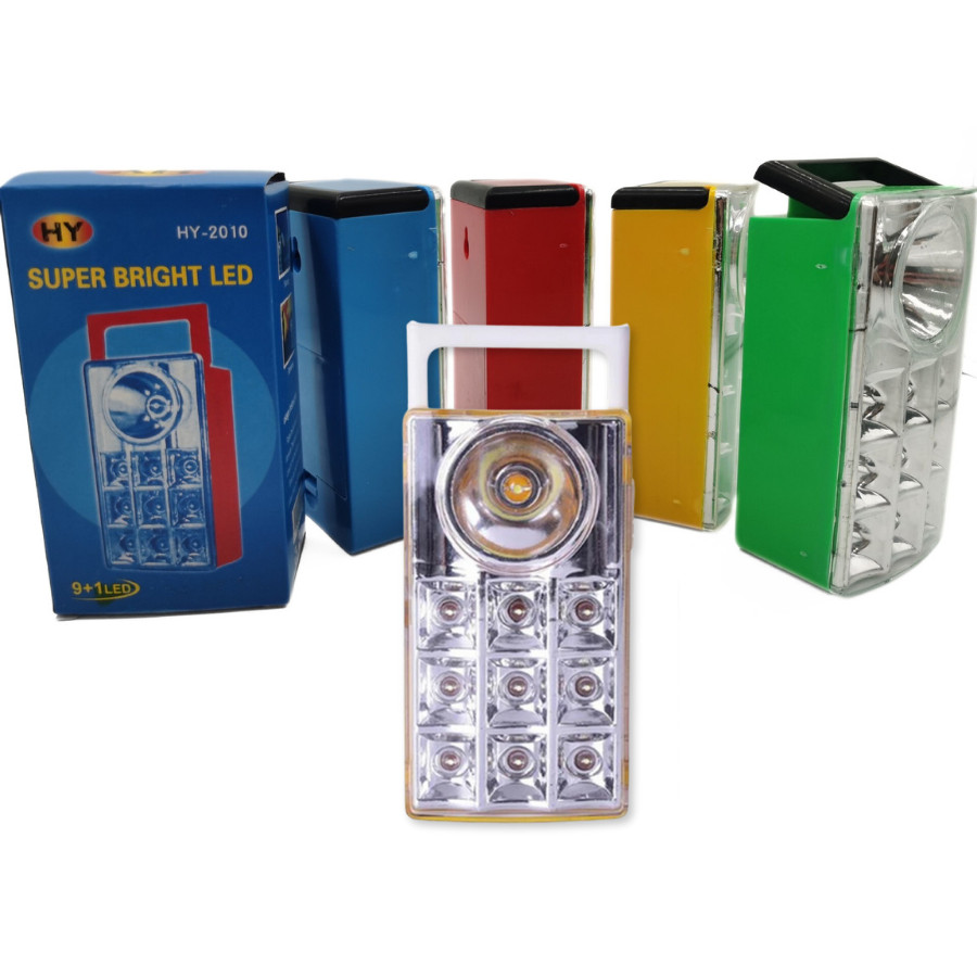 ไฟฉาย ไฟฉุกเฉิน 9+1 LED มีหูหิ้ว หลอดสว่าง ปรับเปิด/ปิดได้ แสงสีขาว มีตะขอเดี่ยว คละสี พร้อมส่ง