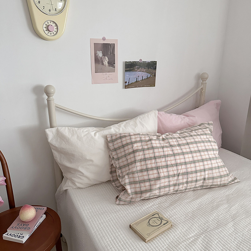ตารางสีชมพูและสีเขียว ผ้าฝ้ายแท้คุณภาพสูง Super Soft 800TC pillowcase ปลอกหมอนผ้าฝ้ายหวีผ้าฝ้าย 100% ราคา ถูกที่สุด ดีลบีเคเค แกลเลอรีภาพที่ 4