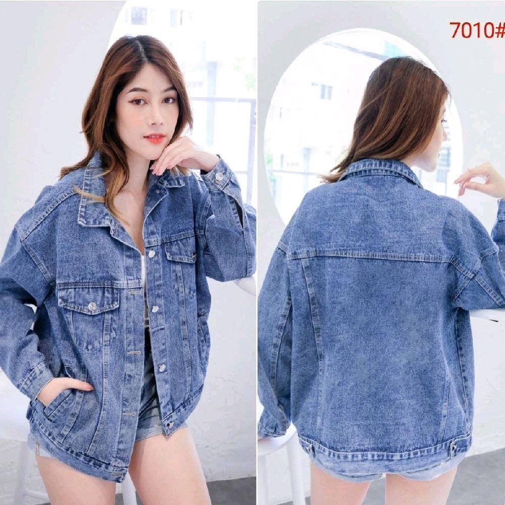 NEW แจ็คเก็ตยีนส์แขนยาวทรงเรียบหรู หญิงชายใส่ได้ รุ่น7010 - รูปที่ 4