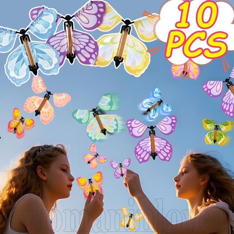 3-10 ชิ้น Magic Flying Butterfly ของเล่น - อุปกรณ์ Takeoff อัตโนมัติ - ของขวัญเซอร์ไพรส์สําหรับเด็ก - 3D Wind Up ของเล่นผีเสื้อ - ตลก, สร้างสรรค์, แฟชั่น