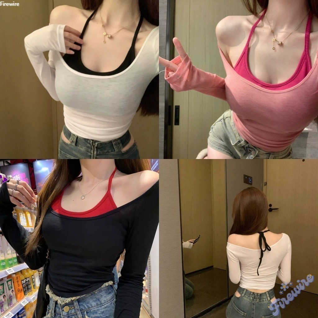 Firewire🔥เสื้อกั๊กสั้นสไตล์เกาหลีน่ารัก/เสื้อเชิ้ตแขนยาวคอกว้าง เสื้อผ้าป้องกันแสงแดด"FY6876-L/FY7163-L"