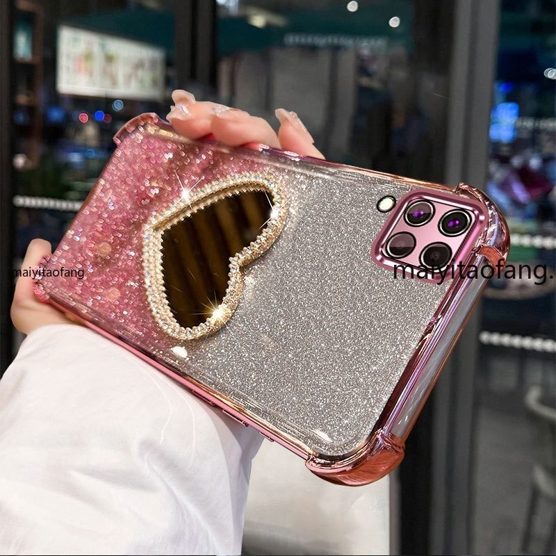 สําหรับ Samsung A12 A22 4G M12 M22 M32 เคสโทรศัพท์กันกระแทก 3D Love กระจกแต่งหน้ากรณีนุ่ม