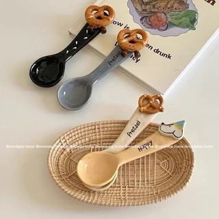 ช้อนเซรามิก insช้อน3Dขนมปัง ช้อนไอศกรีม ช้อนขนมหวาน พร้อมส่ง