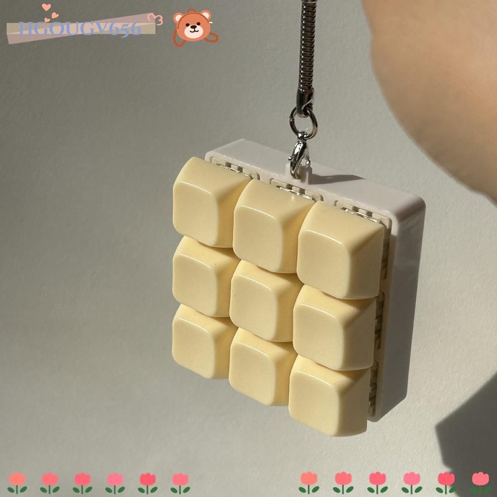 HGOUGVT Fidget พวงกุญแจ, DIY คีย์บอร์ดบรรเทาความเครียดนิ้วมือคีย์บอร์ดหมวก, 4/9Keys Keycap Pass Time Clicker ของเล่นผู้ใหญ่