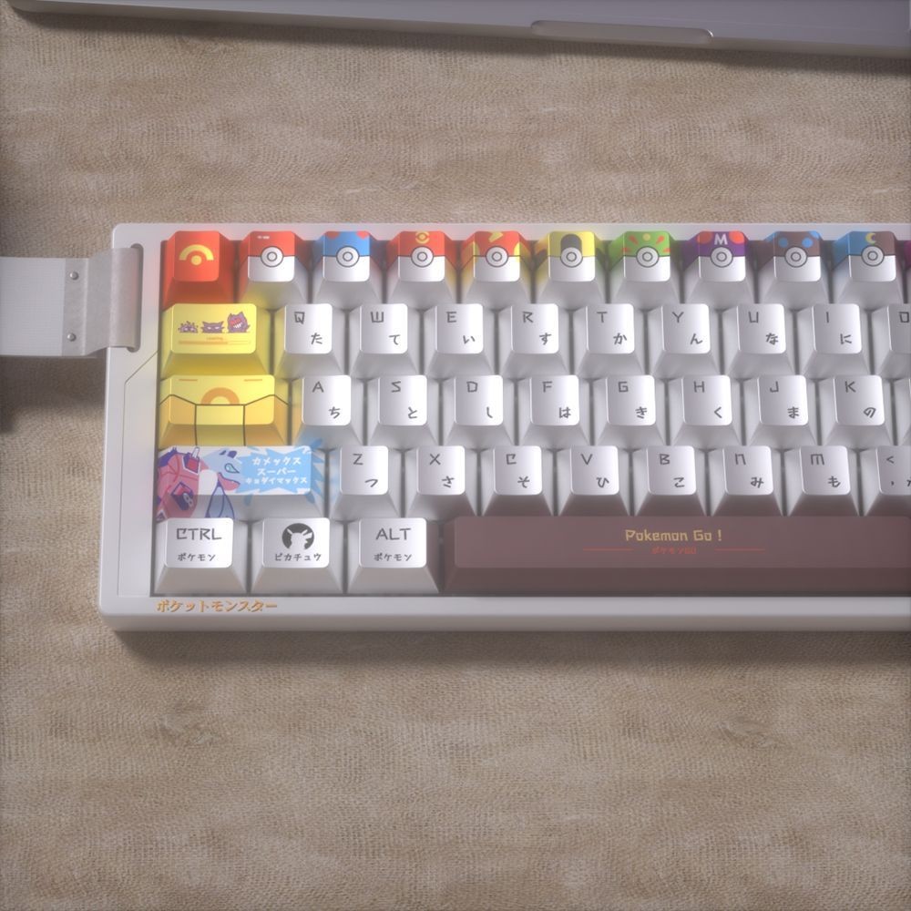 Pokemon Keycap Cherry Profile 125 คีย์ PBT Wooting EZ63 Mad68 Aula F75 Mechanical Metal Feeling Keyc