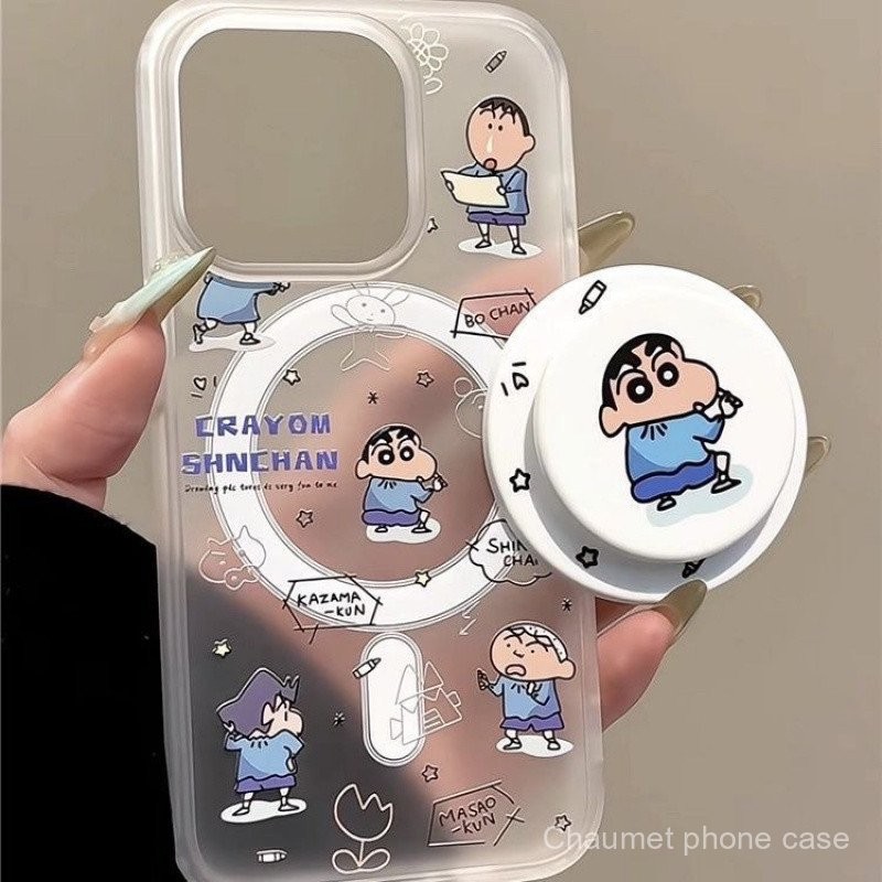 เคสโทรศัพท์แบบแม่เหล็ก Blue Crayon Shin-chan สำหรับ iPhone 16/15 Pro Max และ Apple 14/13/12/11 3H3S