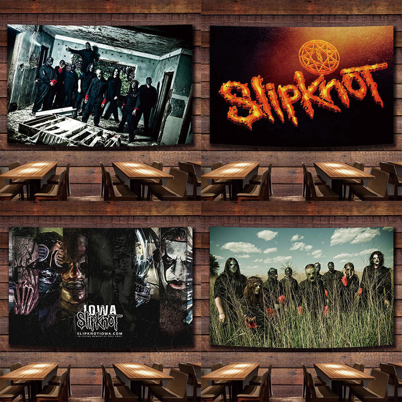 Slipknot วงดนตรีหูกระต่าย Lincoln Park ร็อคตกแต่งบาร์หอพักสตูดิโอตกแต่งผนังผ้าปูผนัง