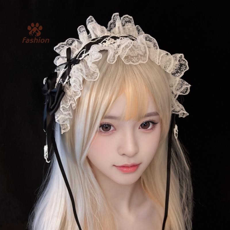 [แฟชั่น] ยางรัดผมผู้หญิง Lolita โบว์หวานลูกไม้ Lolita อุปกรณ์เสริมญี่ปุ่น LO สาวแม่บ้านอเนกประสงค์ Headwear {TH}