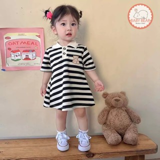 เดรสคอปก ชุดเดรสลายทาง ชุดคู่พี่น้อง อายุ6เดือน-12ปี