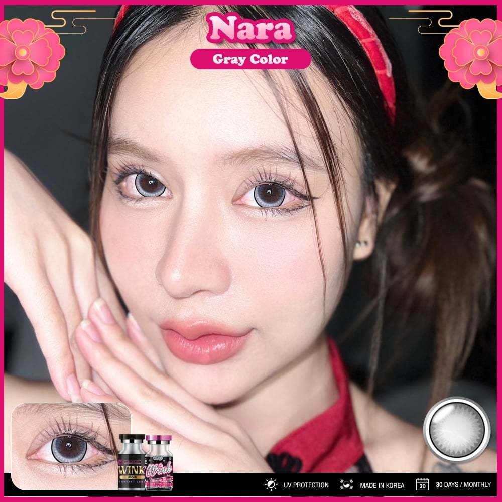 🔥 คอนแทคเลนส์💕ขนาดบิ๊กอาย💕brown / gray💕Nara (Wink)