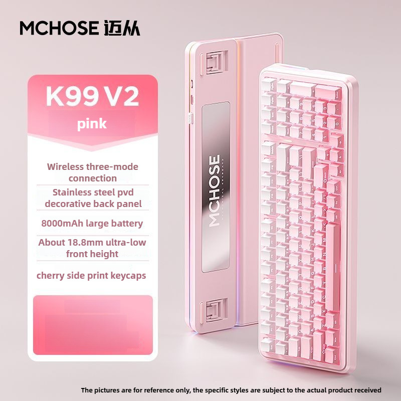 MCHOSE K99 V2 Customized Mechanical Keyboard Factory Prelubed  Gasket Mist Peach Gradient Structure 