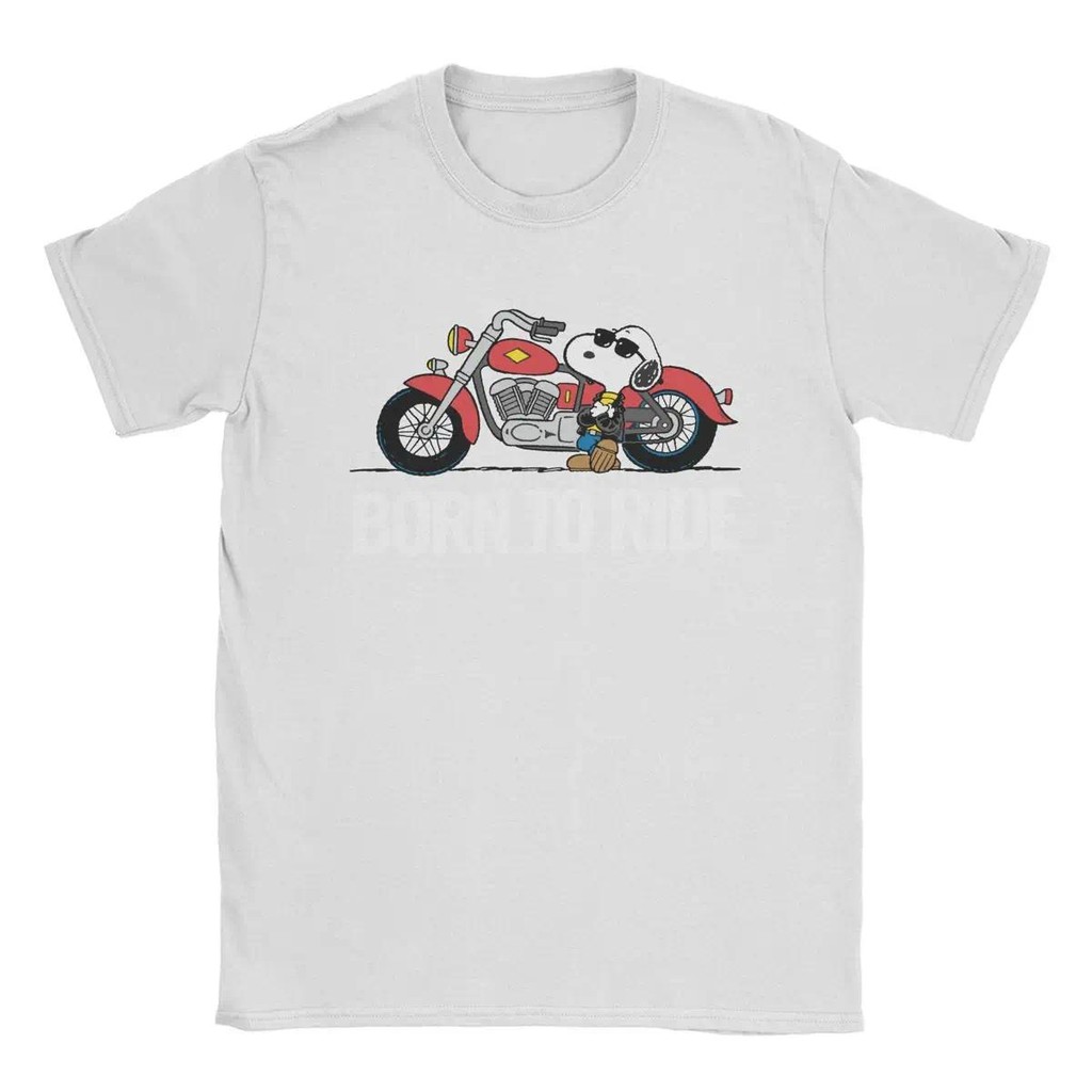 KATUN Snoopy & His Motorcycle Mens T-shirt Cute Short Sleeve O Neck T-shirt Unique Cotton Clothing