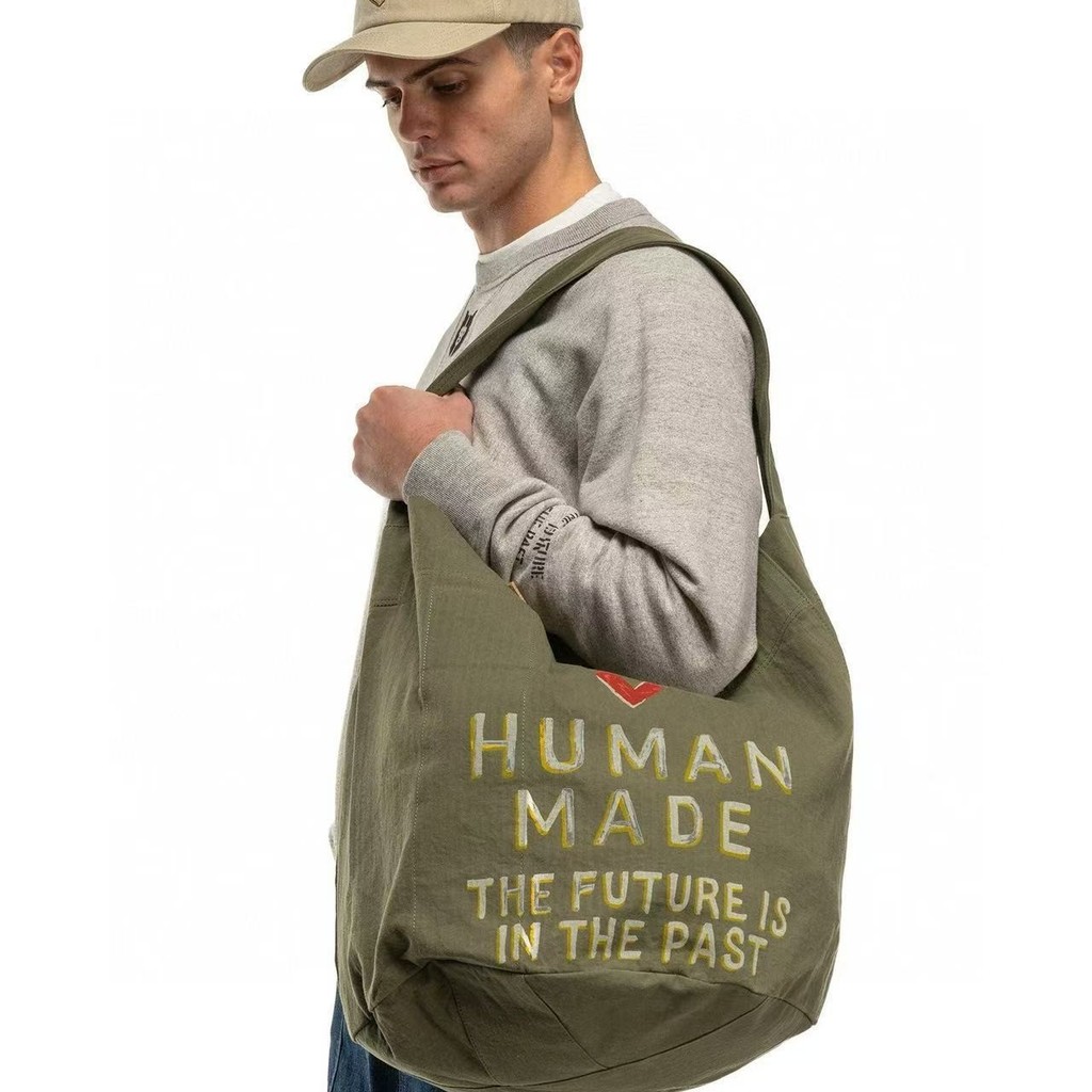 [สต๊อกพร้อม] HUMANMADE Tote Bag กระเป๋าถือตัวอักษรหัวใจวาดด้วยมือย้อนยุคอินเทรนด์