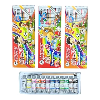 (ยกแพ็ค 12 กล่อง) สีน้ำเทมพาร่า 12 สี ตรามาสเตอร์อาร์ต, ตราม้า