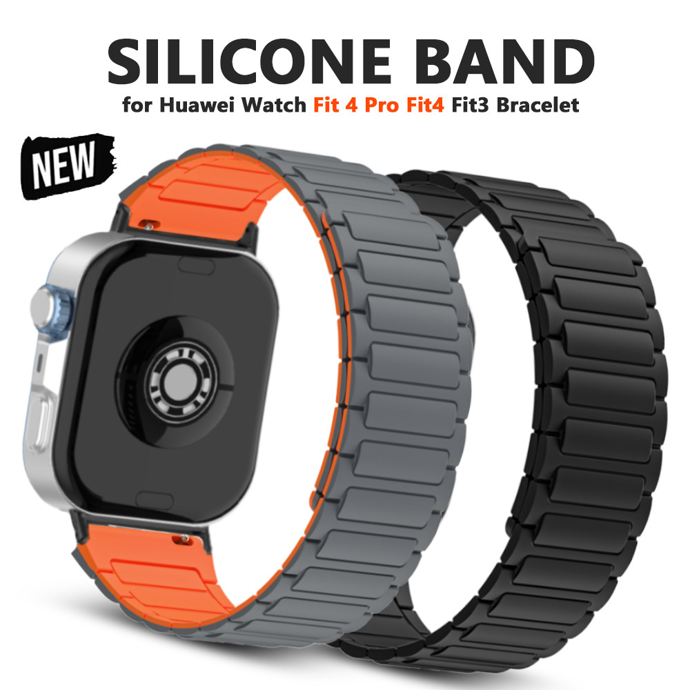 สายรัดแม่เหล็กสําหรับเล่นกีฬาสําหรับ Huawei Watch Fit 4 Pro สายรัดข้อมือซิลิโคนสําหรับ Huawei Fit4 Fit3 Loop Band Correa เปลี่ยน