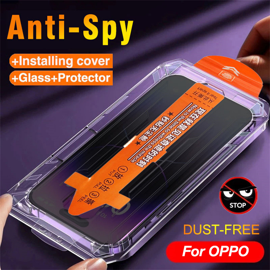 ชิ้นฝุ่นติดตั้งฟรีตัวป้องกันหน้าจอความเป็นส่วนตัว สำหรับ OPPO F9 F11 A3 A5 A9 A60 A15 A16 A17 A18 A31 A33 A38 A53 A54 A55 A57 A58 A74 A76 A77 A78 A91 A92 A93 A94 A95 A96 A98 Reno 3 5 7 8 8T 11 12 13 F 5G เคลือบพร้อมเครื่องมือติดตั้ง