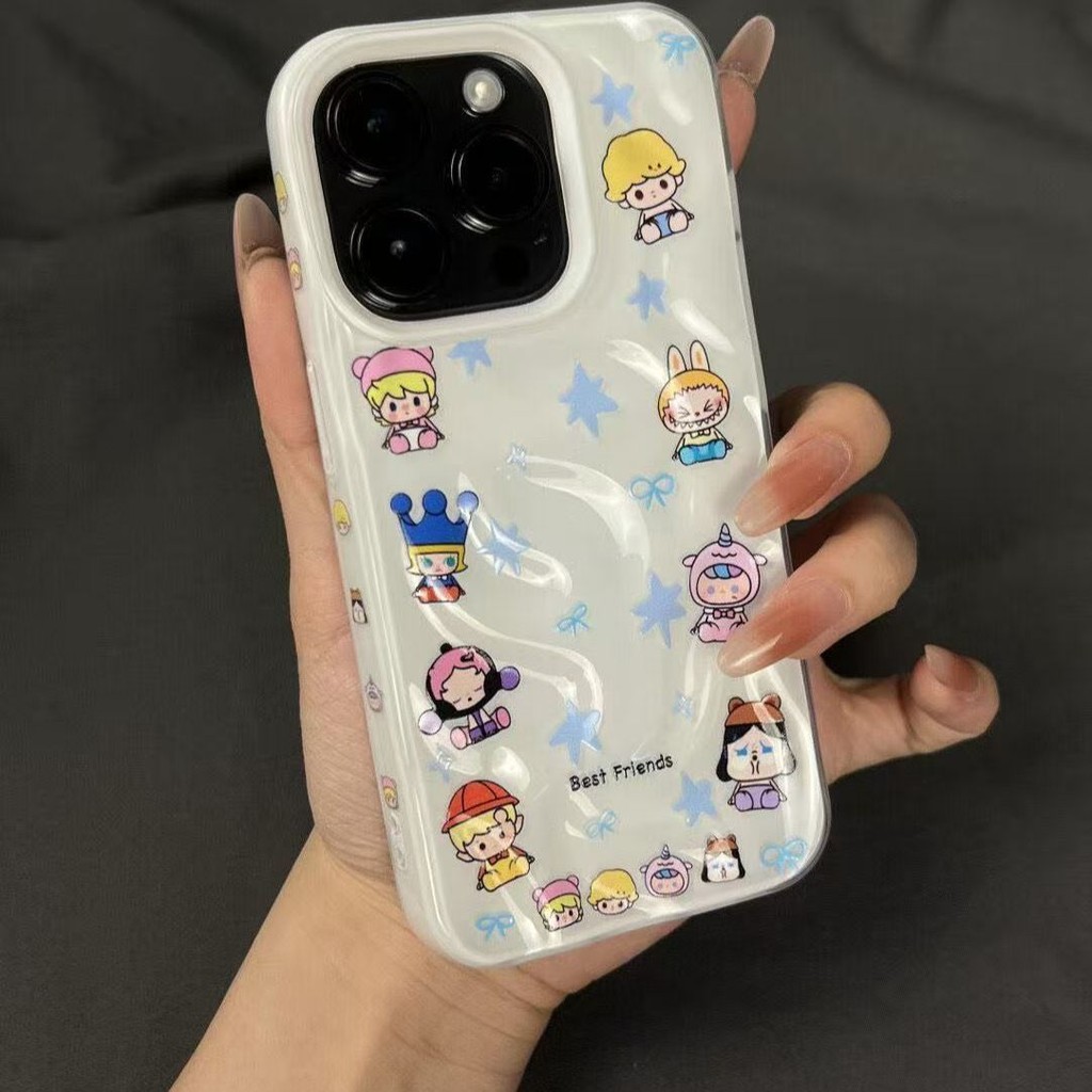 สนุก Meteorite รูปแบบ Star Border Pop Mart สําหรับ iphone 11 12 13 15 14 16 16PRO 11PRO 11PROMAX 15P