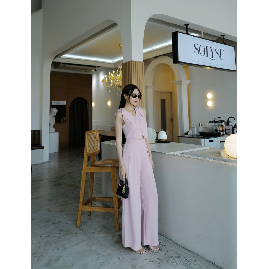 4815 Eve ชุดเซตเสื้อแขนกุดกระดุมหน้าแต่งโบว์ช่วงไหล่ รูปที่ 8