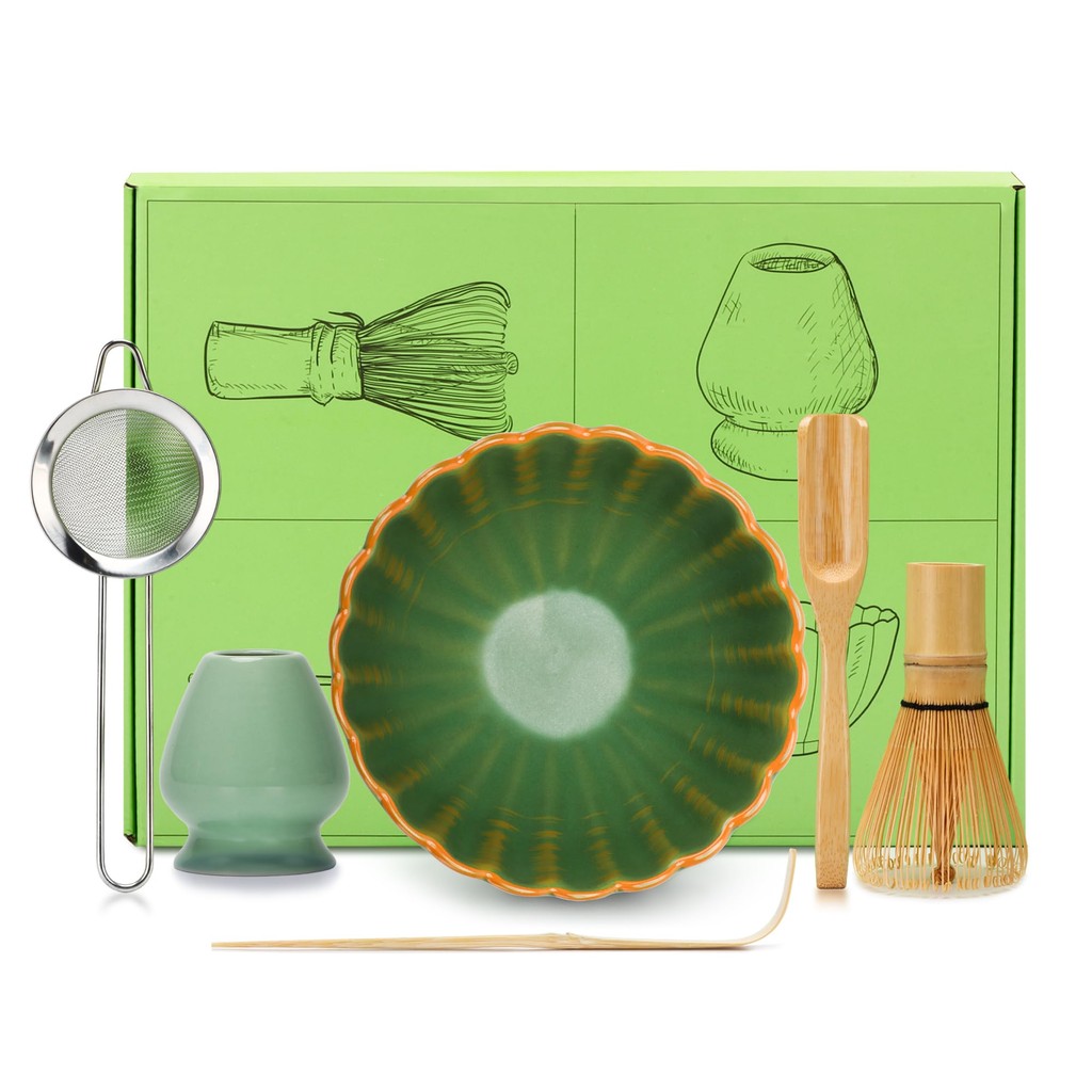 DiDiBirDi Matcha Set, 6-Piece Tea Ceremony Set, Matcha Bowl, Matcha Whisk Stand, Matcha Bamboo Scoop