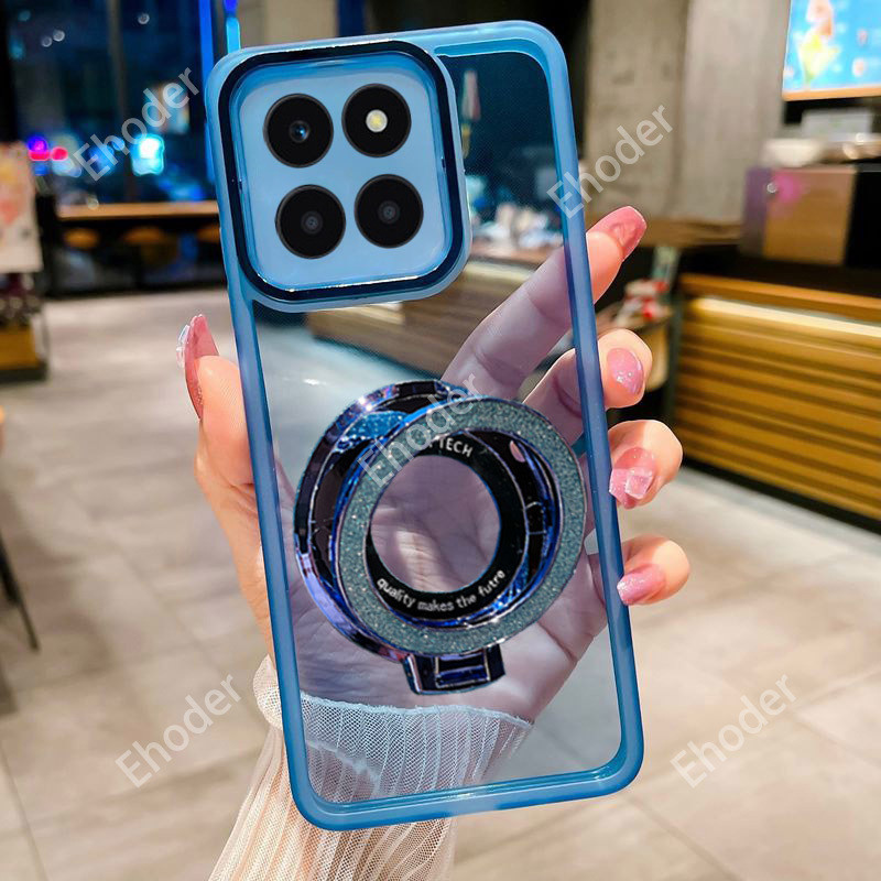 ปลอกสําหรับ iQOO Neo 10 5G 2025 โปร่งใสด้วยผงแวววาวแหวนผู้ถือแม่เหล็กสําหรับ iQOONeo10 Neo10R 10R นุ