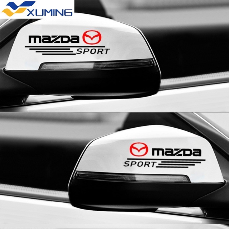 XM 2PCS ไวนิลรถจัดแต่งทรงผมกระจกมองหลังด้านข้างสติกเกอร์รูปลอกอุปกรณ์เสริมอัตโนมัติสําหรับ Mazda 3 B