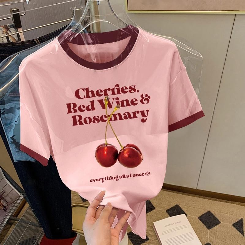 เสื้อทีสำหรับผู้หญิง เสื้อแขนสั้นยืดหยุ่น ลายน่ารัก ไซส์ S - 2XL