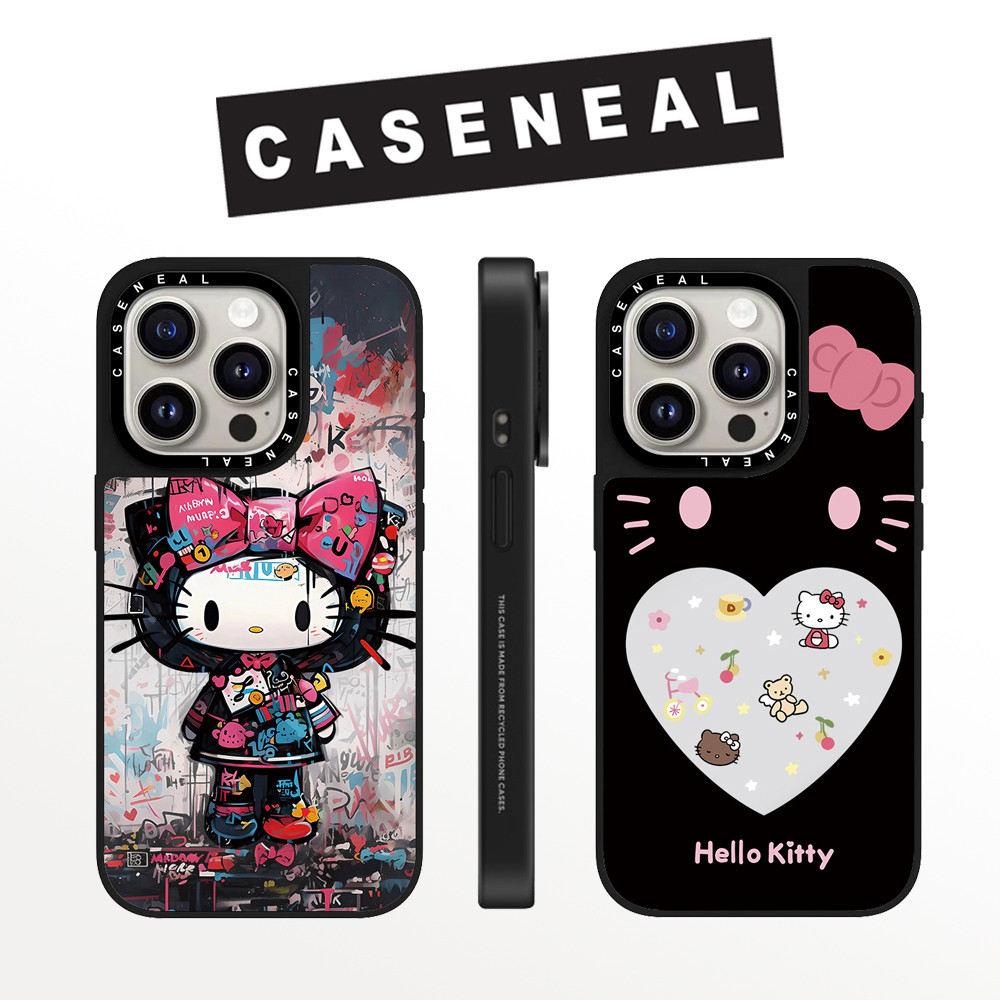 Drop proof CASENEAL เคสโทรศัพท์สําหรับ iPhone 16promax 16pro 16 15Pro 15promax 14promax 13 13promax พิมพ์ด้านข้างเคสแข็ง Blackening Kitty 12 12promax กรณี iPhone 11 กรณีคุณภาพสูง