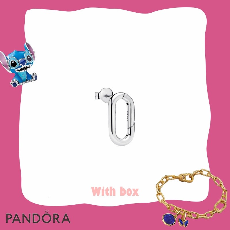พร้อมกล่องFashion Design Gift Women Jewelry S925 Sterling Silver PANDORA / ต่างหูสตั๊ดแบบเปิดได้ 293