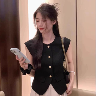 ลี เสื้อกั๊กแขนกุดกลิ่นหอมขนาดเล็กของผู้หญิงฤดูร้อนใหม่สไตล์ต่างประเทศแฟชั่นเสื้อกั๊ก