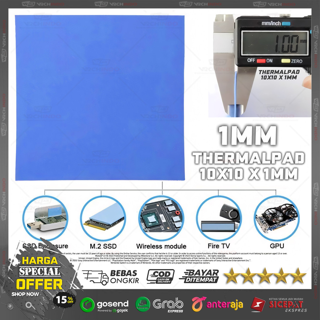 Thermalpad Silicone 1 mm – Thermal Pad 10x10cm VGA Cooler VRAM NVMe RAM HP Electronic Chipset !!