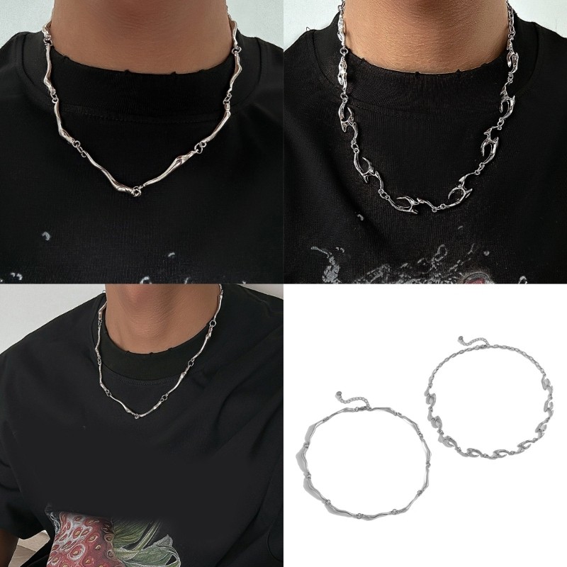 IOR สไตล์โกธิคสร้อยคอโลหะไม่สม่ําเสมอ Unisex Clavicle Chain เครื่องประดับแฟชั่น