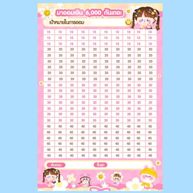 JM - [Set4ใบ] สติกเกอร์ตารางออมเงิน ขนาด9.4 * 14.1ซม. (+ -ไม่เกิน0.5ซม.) ใช้สำหรับติดปิ๊บกระบอก - รูปที่ 2