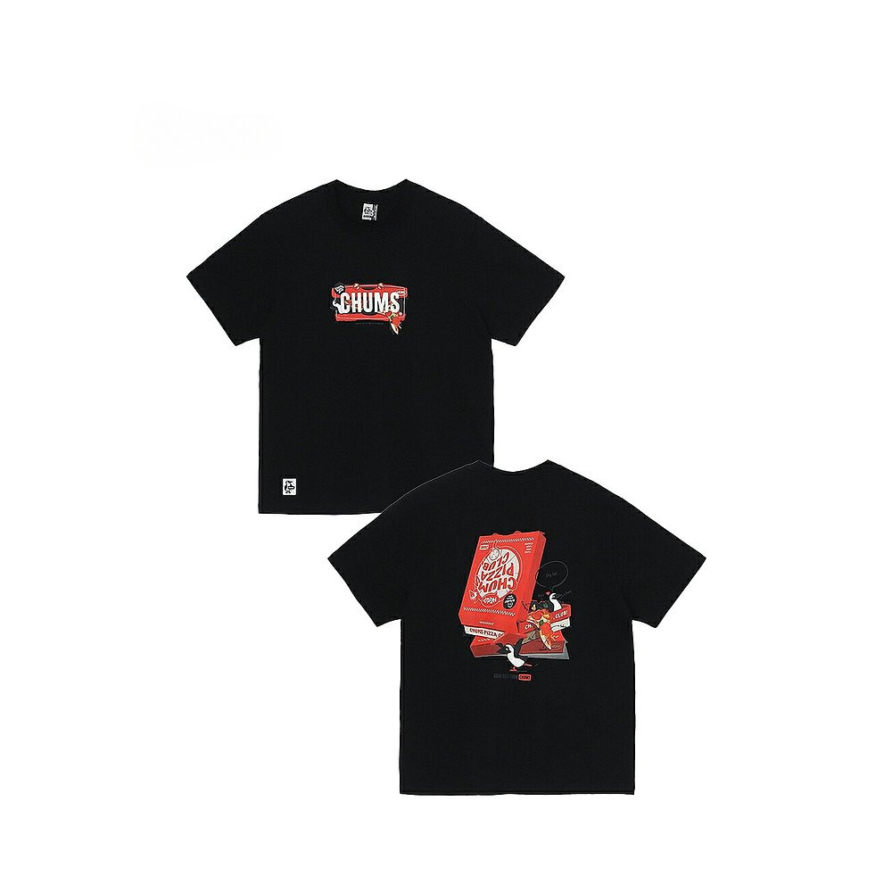 พร้อมสต็อกผ้าฝ้าย 100% CHUMS Pizza Box เสื้อยืด CHUMS Pizza Box เสื้อยืด Unisex