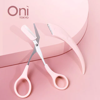Oni Eyebrow Scissors & Razor Set ชุดกรรไกรตัดคิ้วพร้อมหวี และมีดกันคิ้วโอนิ 2 ชิ้น คม ปลอดภัย ไม่บาดผิว.