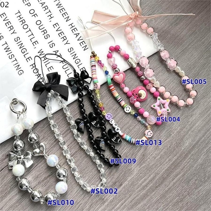 Phone Bracelets สายคล้องโทรศัพท์มือถือ สไตล์วินเทจ เชือกเส้นเล็ก แบบถัก สีน้ําตาล ขาวดํา Fashion Cute แบบเรียบง่าย