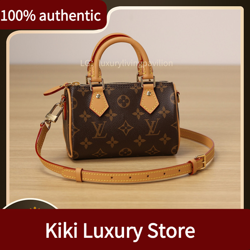 ชิปขนาดเล็ก มีใบเสร็จ LV Louis Vuitton กระเป๋ารุ่น Nano Speedy การรับประกันสองปี ของแท้