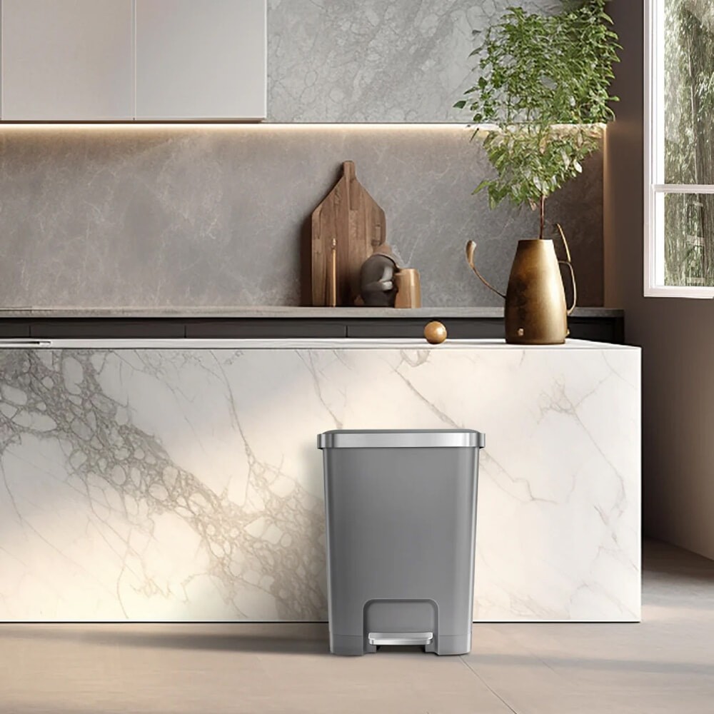 LOCAL789 EKO ถังขยะพลาสติกขาเหยียบเหลี่ยม 35 ลิตร รุ่น HANA EK6388-GRY ขนาด 37x31x51ซม. สีเทา ร้านอย