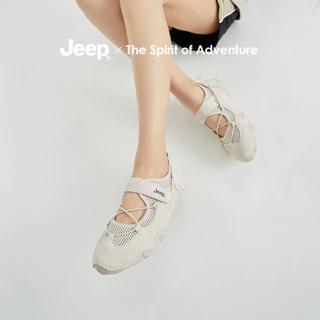 JEEP ของแท้ Breathable Casual Mary Jane รองเท้าผู้หญิง 2024 ฤดูใบไม้ผลิสไตล์ใหม่กลางแจ้ง Soft-Soled รองเท้าส้นแบน
