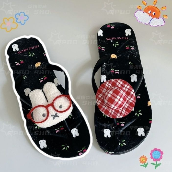 Dopamine รองเท้าแตะ Flip-Flops น่ารัก Miffy Bunny กันลม #多巴胺可爱米菲兔兔轻便清新夹趾凉拖鞋风防#Z75