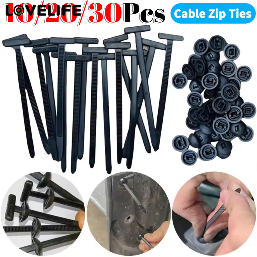 [Auto&3C]No-Tool Nylon Cable Ties พร้อมคลิปหัวเข็มขัด - Heavy Duty Self-Locking Design สําหรับ Auto/Home Use, Screw Replacement Solution (10/20/30 ชิ้น)