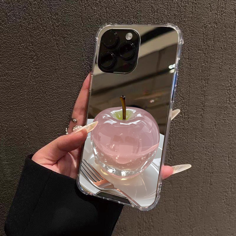 ปลอกสําหรับ Samsung A56 A06 A15 A35 A36 A55 A16 A52 4G S25 Ultra S24 S23 FE S22 Plus สีชมพูคริสตัลผลไม้ Make Up กระจกนุ่มกันกระแทก